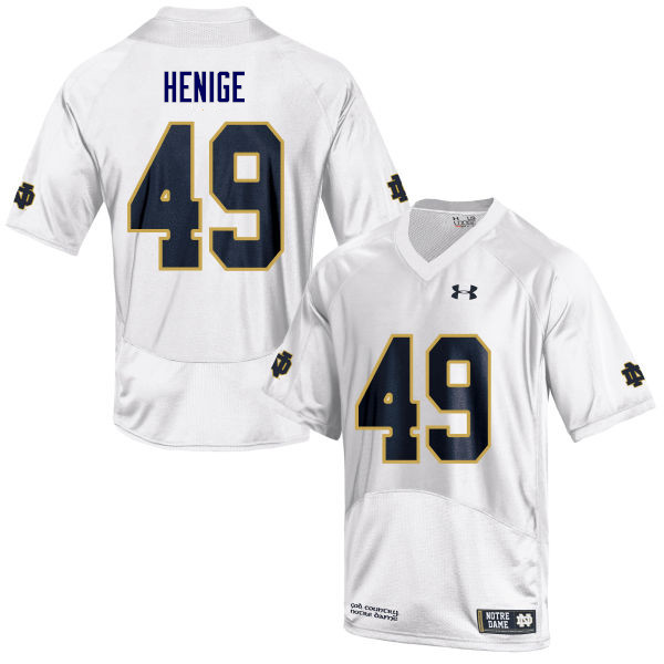 Men #49 Jack Henige Notre Dame Fighting Irish College Football Jerseys Sale-White - Click Image to Close